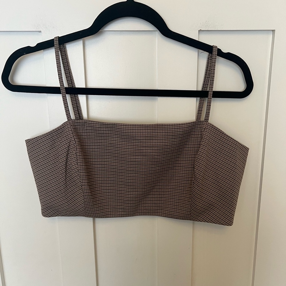 House Of Harlow 1960 Brown Plaid Crop Top Size Medium